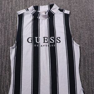 Guess Originals 1981 Womens Small Black And White Embroidered Sleeveless Top